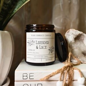 Lavender & Lace Candle, Lavender Scent, Handmade Soy Wax Candle, 8oz Jar